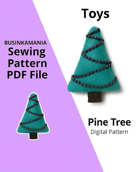 Christmas Garland "Pine Tree" Felt Sewing Pattern With Instruction