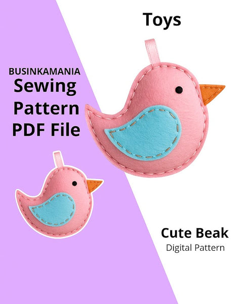 Cute Beak Felt Sewing Pattern With Instruction