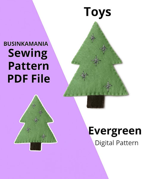 Christmas Garland "Evergreen" Felt Sewing Pattern With Instruction