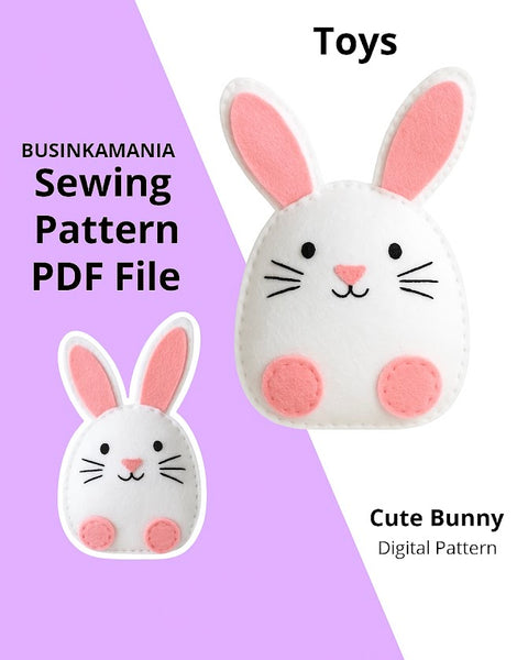 Cute Bunny Felt Sewing Pattern With Instruction
