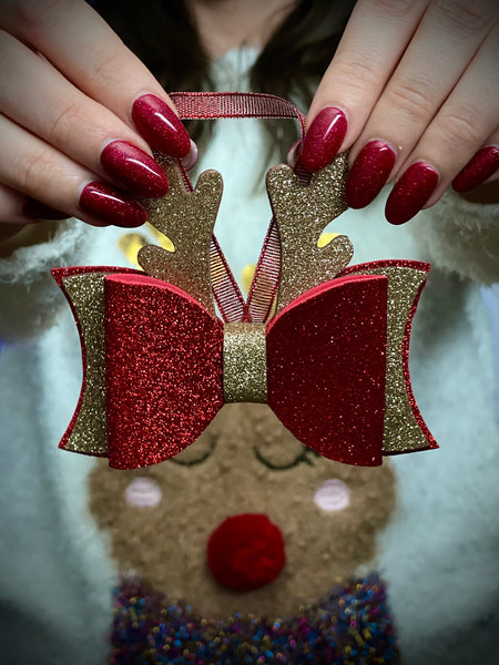 No Sewing Christmas Tree Ornament Pattern – Deer Bow DIY Craft