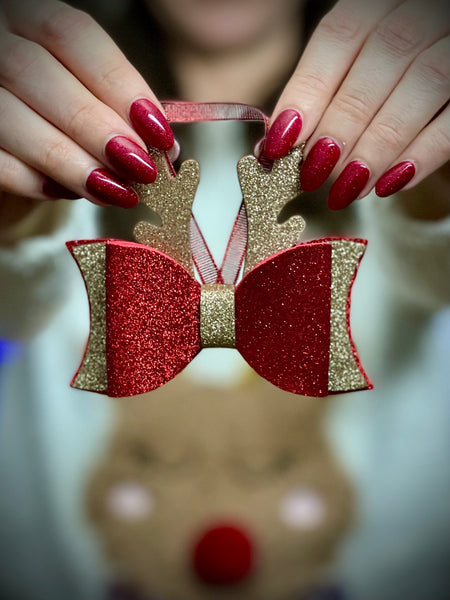 No Sewing Christmas Tree Ornament Pattern – Deer Bow DIY Craft