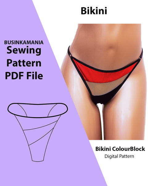 "Colourblock" Bikini Panties Sewing Pattern – Stylish Adjustable Design