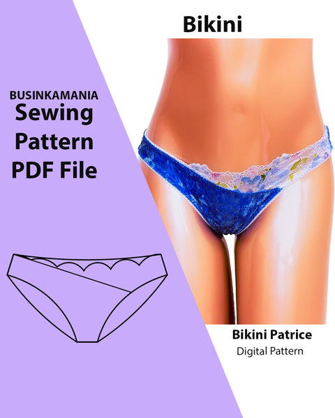 "Patrice" Bikini Panties Sewing Pattern – Feminine Lace Front Design