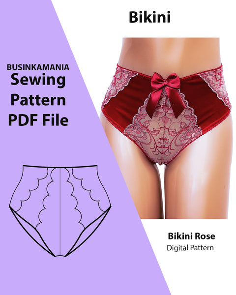 "Rose" Bikini Panties Sewing Pattern – Romantic High-Waist Knickers