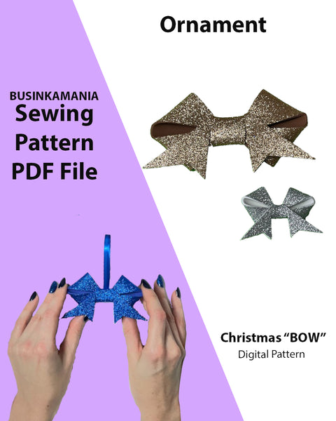 No Sewing Christmas Tree Ornament Pattern – Glitter Foam Bow DIY Craft (4 Sizes)