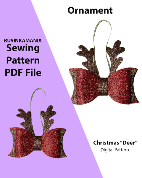 No Sewing Christmas Tree Ornament Pattern – Deer Bow DIY Craft