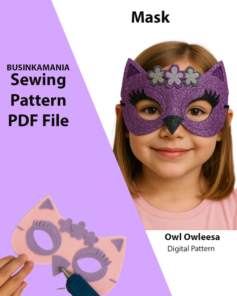 Owl Mask Owleesa – DIY Kids Halloween Craft Pattern