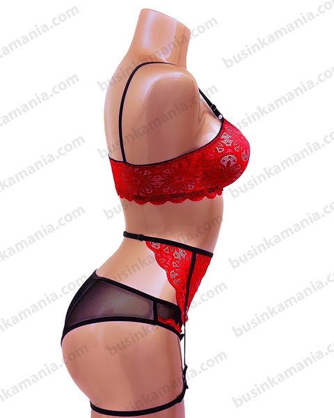 Set - Bikini Classic + Bra Crop Top + Lace Garter Belt - Sewing Pattern