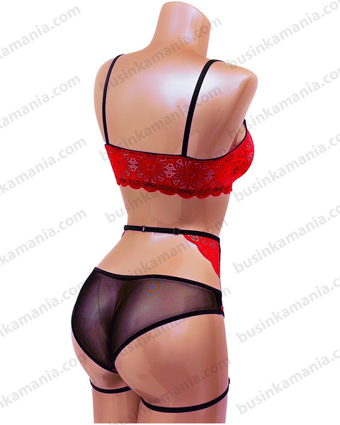 Set - Bikini Classic + Bra Crop Top + Lace Garter Belt - Sewing Pattern