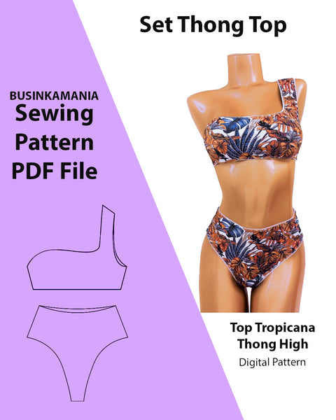 Set - Thong High + Top Tropicana - Sewing Pattern