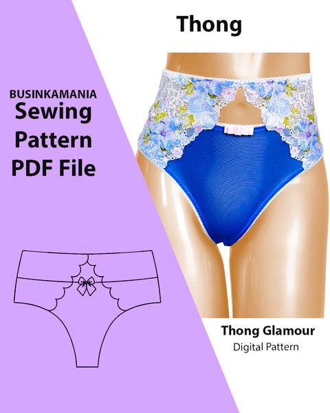 High Waist Thong Panties "Glamour" Beginner-Friendly Sewing Pattern