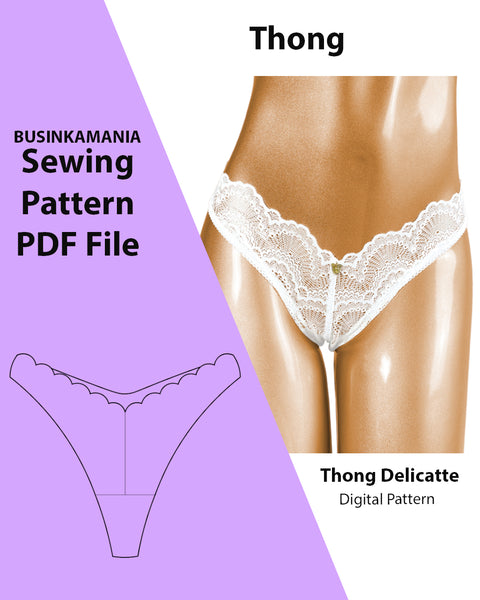 Schnittmuster für Tanga-Delicate-Dessous – Nähen Sie Ihren Weg zu einem luxuriösen Tanga mit diesem individuellen Schnittmuster – sofortiger PDF-Download