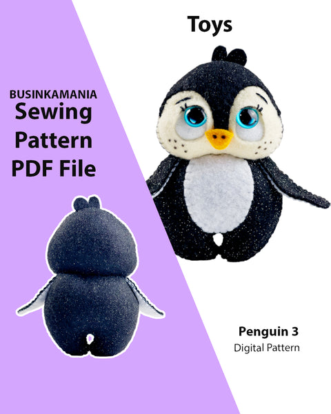 Penguin 3 Felt Toy Sewing Pattern
