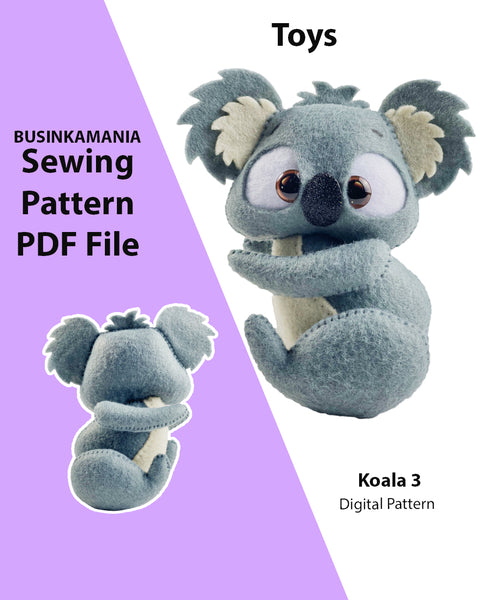 Koala 3 Felt Toy Sewing Pattern