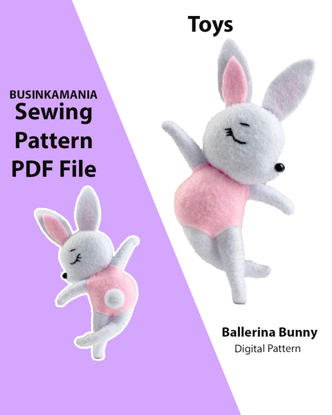 Ballerina Bunny Felt Toy Sewing Pattern