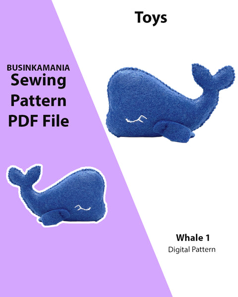 Whale 1 Felt Toy Sewing Pattern