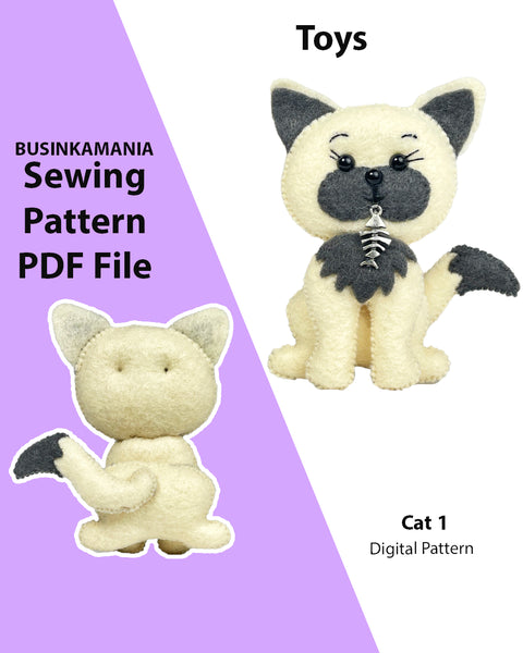 Cat 1 Toy Felt Sewing Pattern