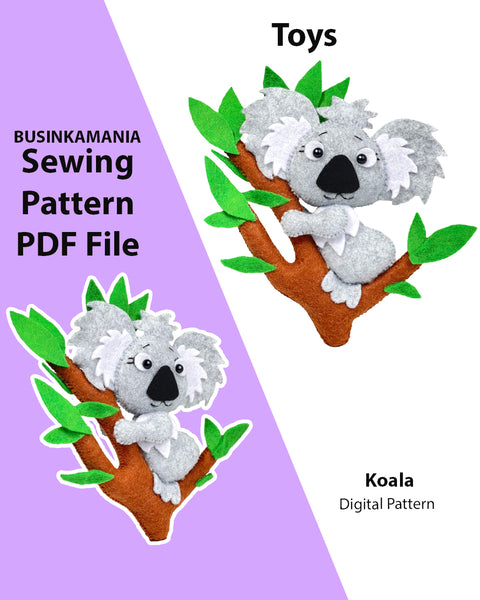 Koala Toy Felt Sewing Pattern