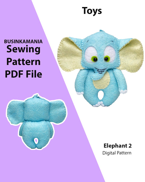 Elephant 2 Felt Toy Sewing Pattern