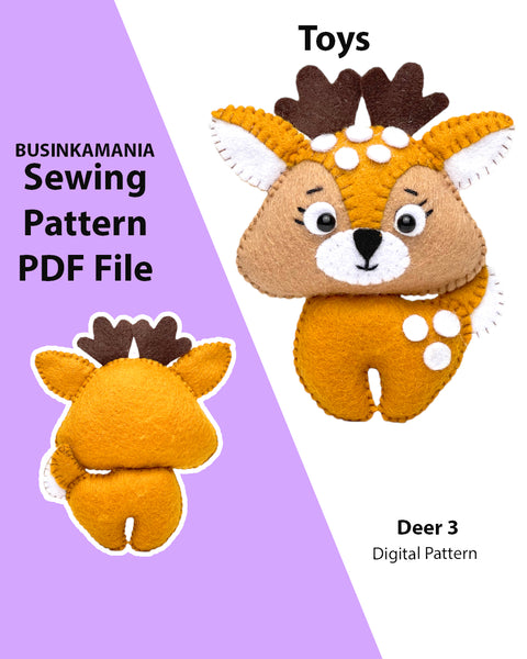 Deer 3 Felt Toy Sewing Pattern