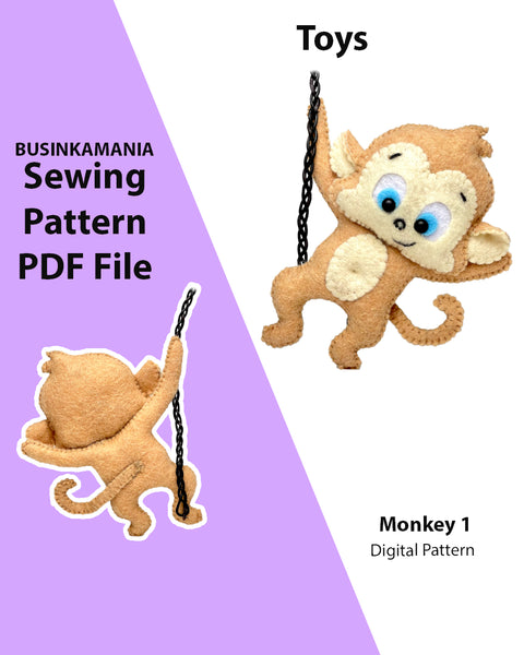 Monkey 1 Felt Toy Sewing Pattern