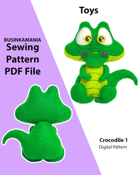 Crocodile 1 Felt Toy Sewing Pattern