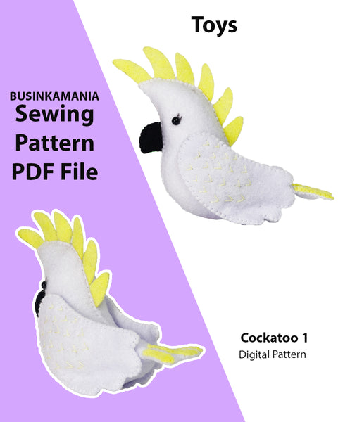 Cockatoo 1 Felt Toy Sewing Pattern