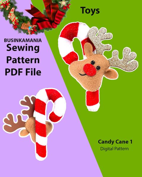 Candy Cane 1 Felt Toy Sewing Pattern