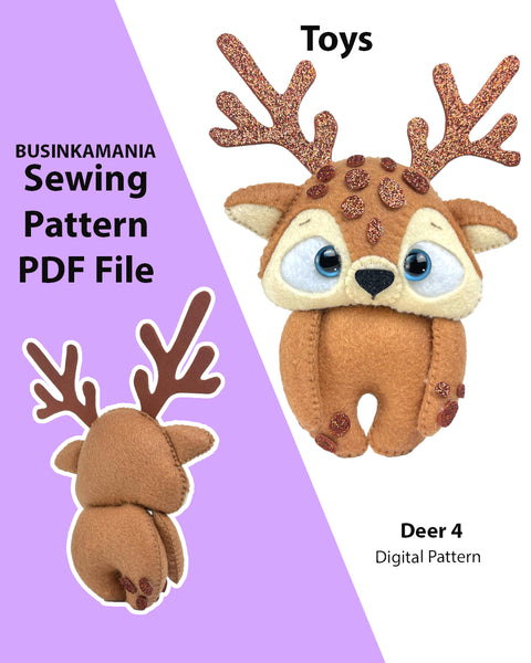 Deer 4 Felt Toy Sewing Pattern