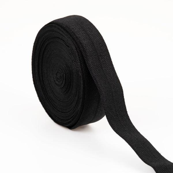 SHELVER Fold Over Elastic Black, Stretch Bias Binding, 15mm, 5 metres (Black)