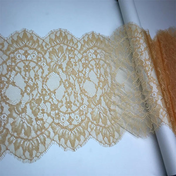 CEMELI 3 meters/lot 22.5cm wide Neon Pink Eyelash Chantilly Lace Trim DIY Lingerie Sewing Accessories French Lace Fabrics for Bra Needle Work