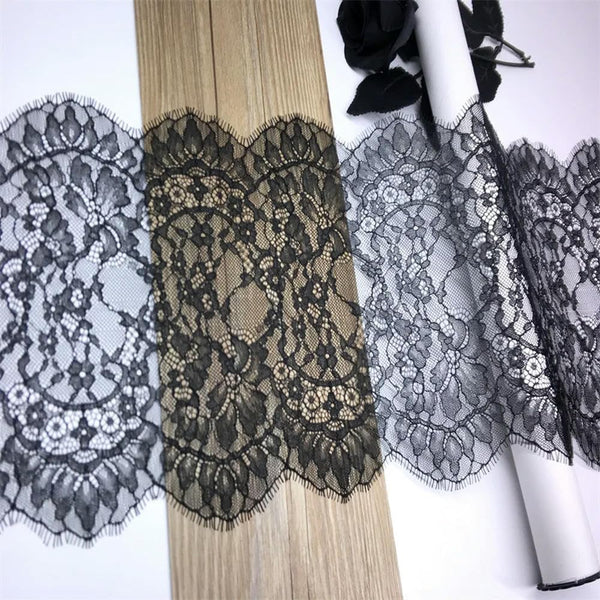 CEMELI 3 meters/lot 22.5cm wide Neon Pink Eyelash Chantilly Lace Trim DIY Lingerie Sewing Accessories French Lace Fabrics for Bra Needle Work