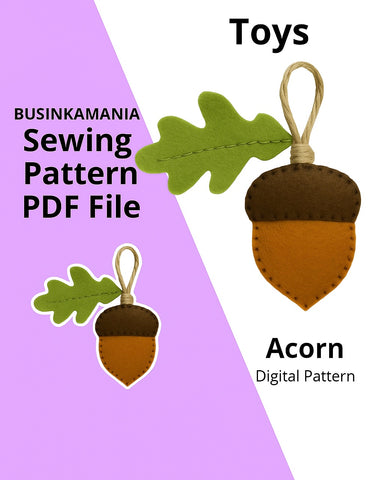 Acorn & Oak Leaf Felt Sewing Pattern With Instruction