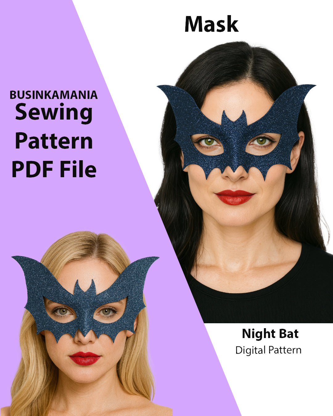 DIY Bat Mask Night – Halloween Craft PDF Pattern – BusinkaMania