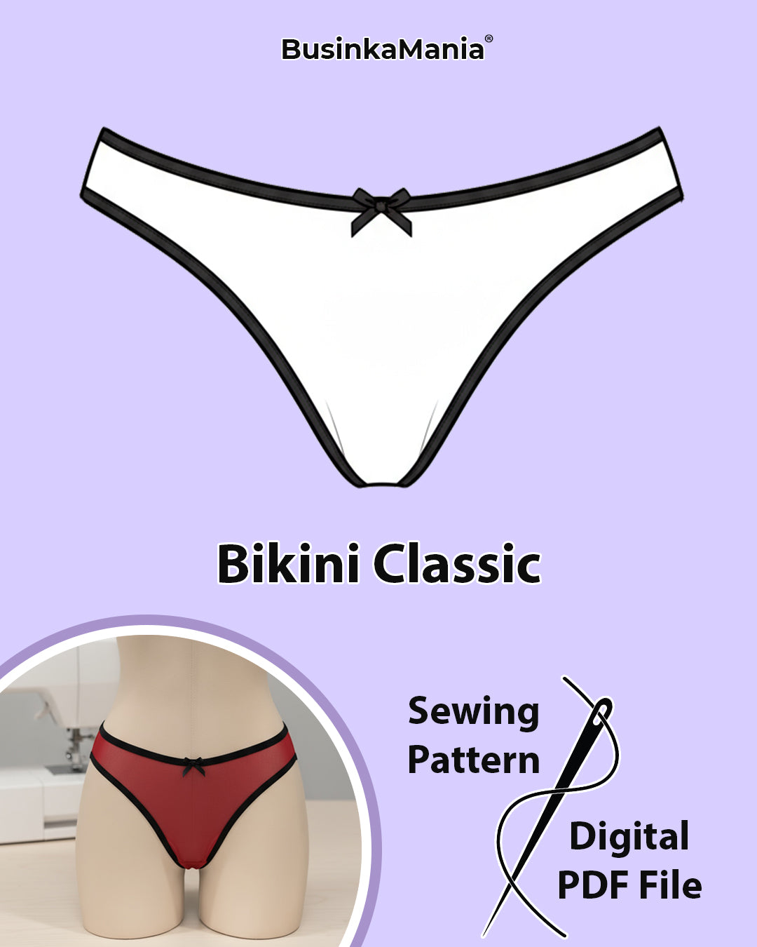 Bikini Panties Sewing Pattern – "Classic" Low Waist DIY Underwear