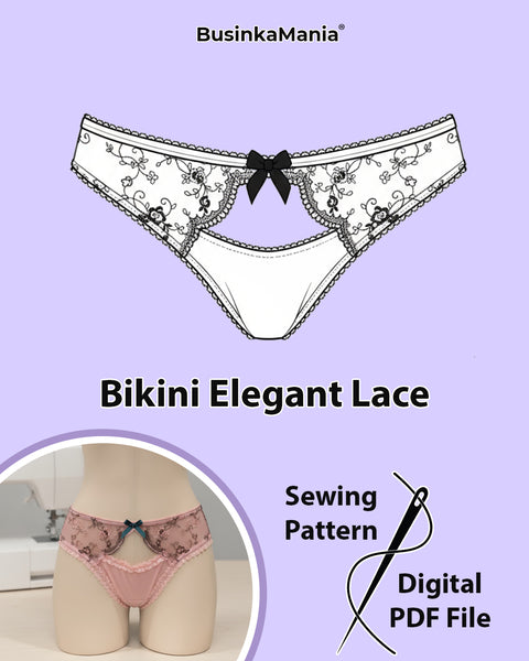 Patrón de costura de encaje elegante bikini