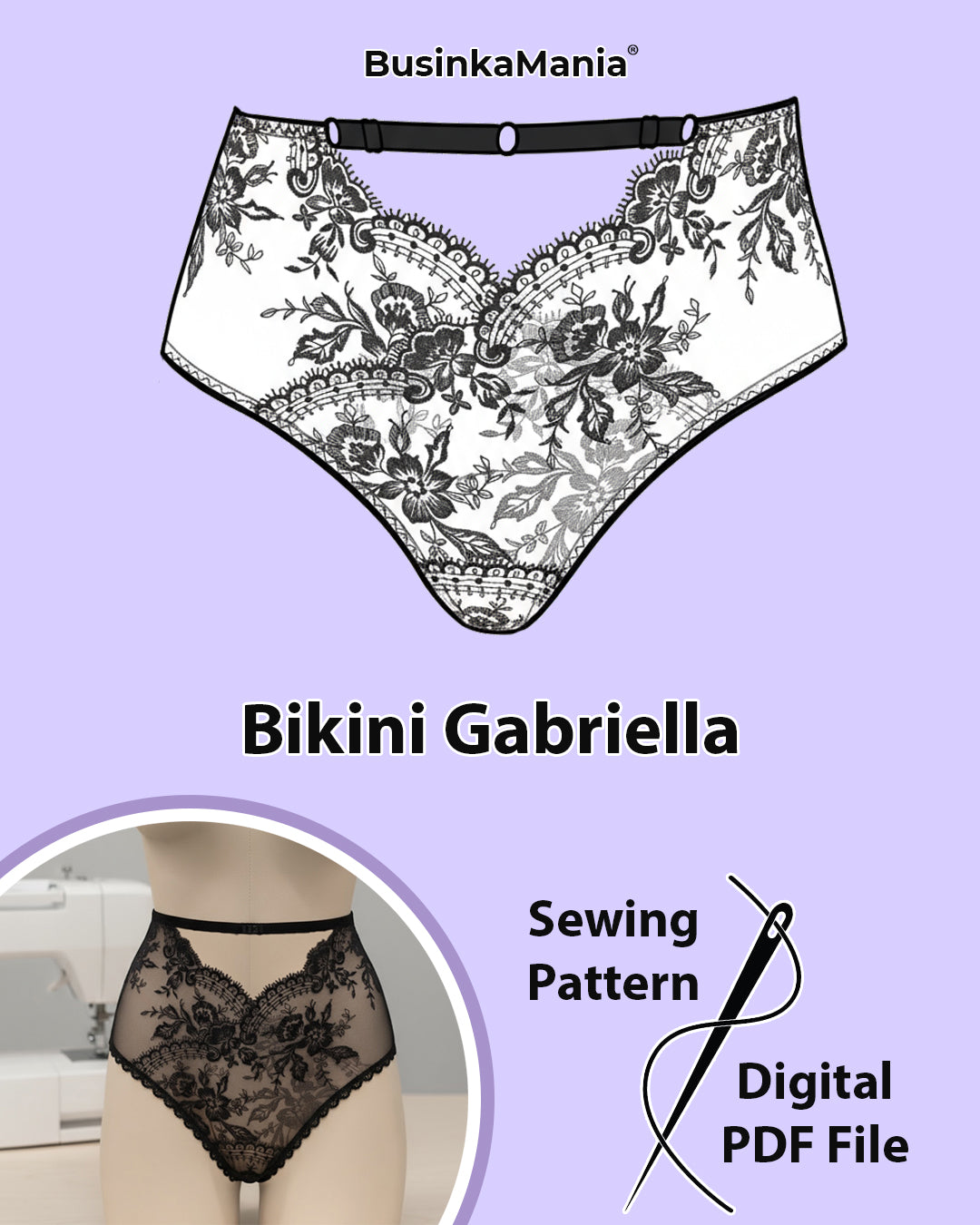 Gabriella Bikini Panties Sewing Pattern Luxurious Adjustable Fit