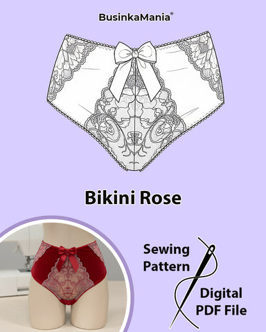 "Rose" Bikini Panties Sewing Pattern – Romantic High-Waist Knickers