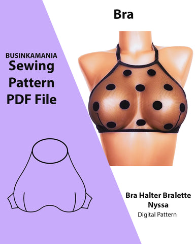 Patrón de costura de lencería Halter Bralette Bra - Se adapta a todos los tamaños - Coser su propia lencería - Descarga instantánea en PDF