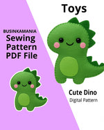Cute Dino Felt Sewing Pattern With Instruction