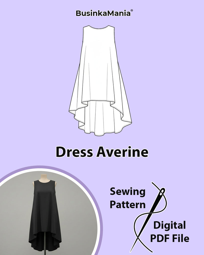 High Low Hem A-Line Dress Sewing Pattern BusinkaMania High Low Hem A-Line Dress Sewing Pattern BusinkaMania