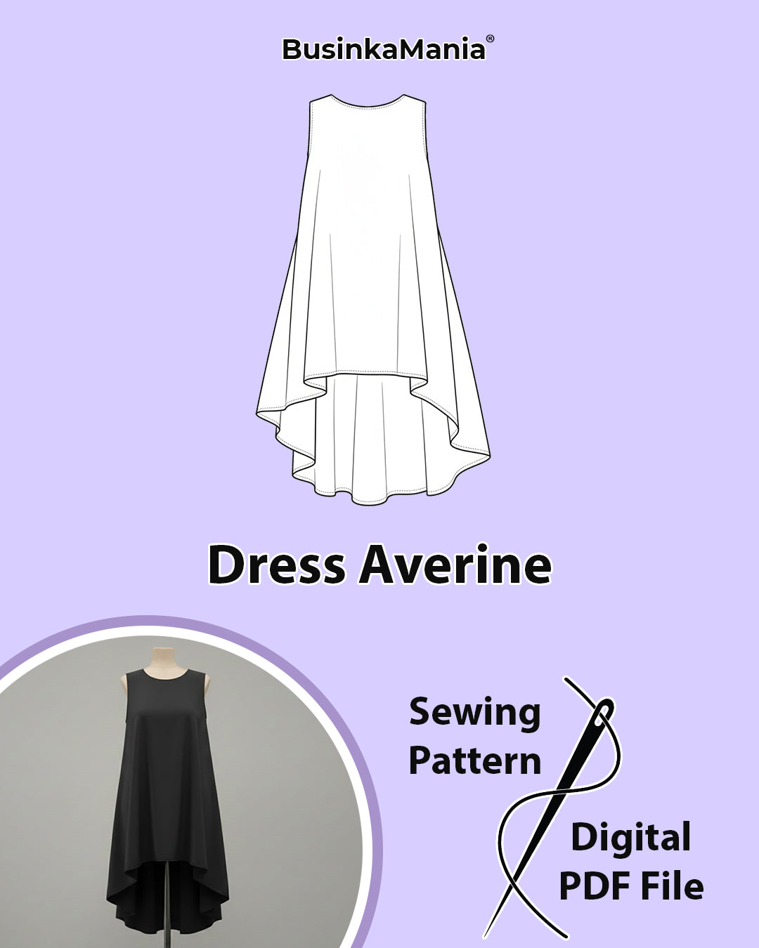 High Low Hem A-Line Dress Sewing Pattern