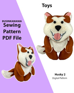 Husky 2 Felt Toy Sewing Pattern