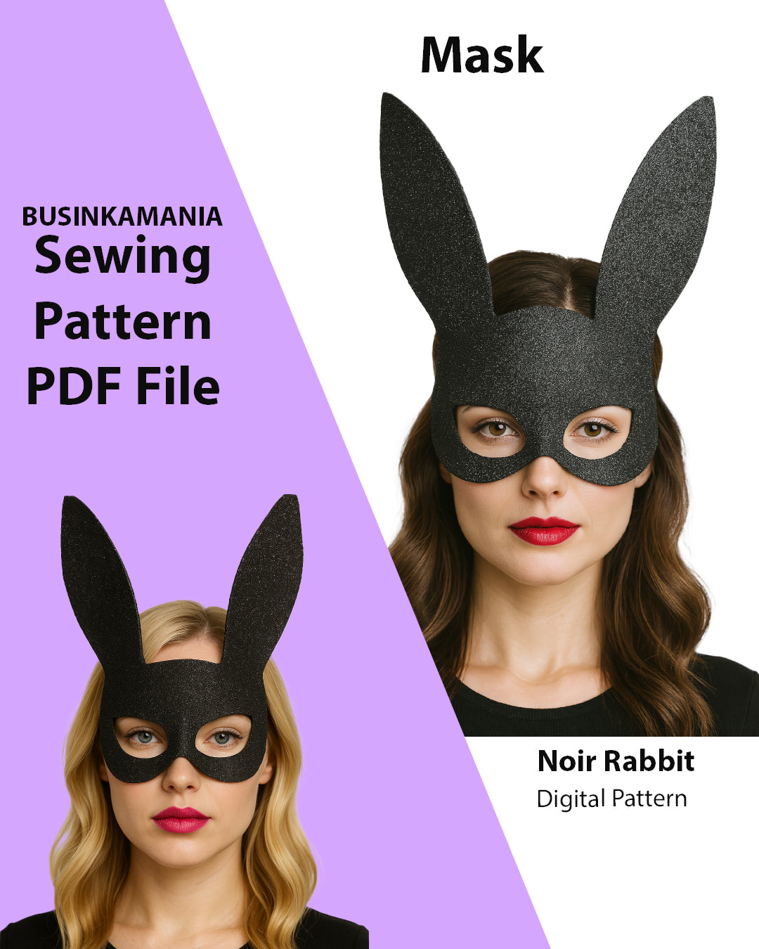 Pumpkin Rabbit Mask Tutorial DIY Noir Rabbit Mask – Halloween Craft PDF Pattern – BusinkaMania