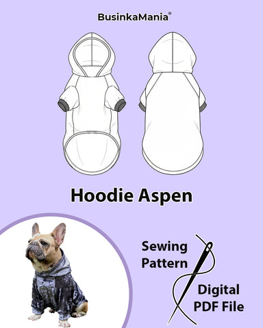 Pet Dog / Cat Hoodie For Small Medium Larger Dogs PDF Sewing Pattern