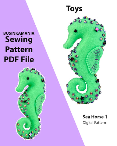 Sea Horse 1 Felt Toy Sewing Pattern