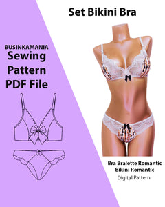 Set - Bra Bralette Romantic + Bikini Romantic - Sewing Pattern