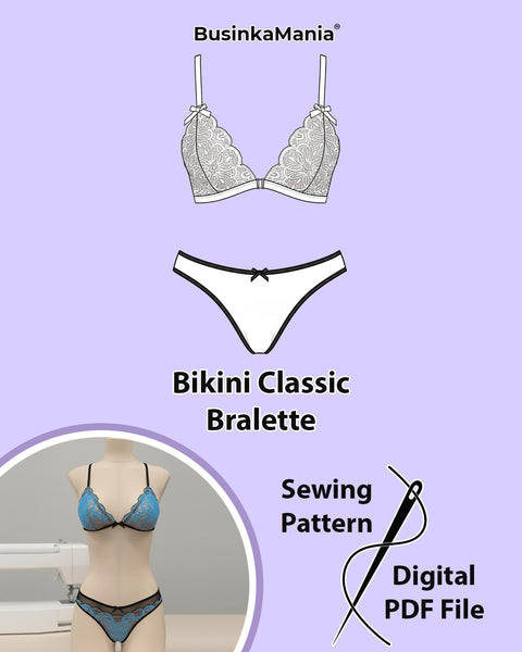 DIY Bralette and bikini underwear sewing pattern set.