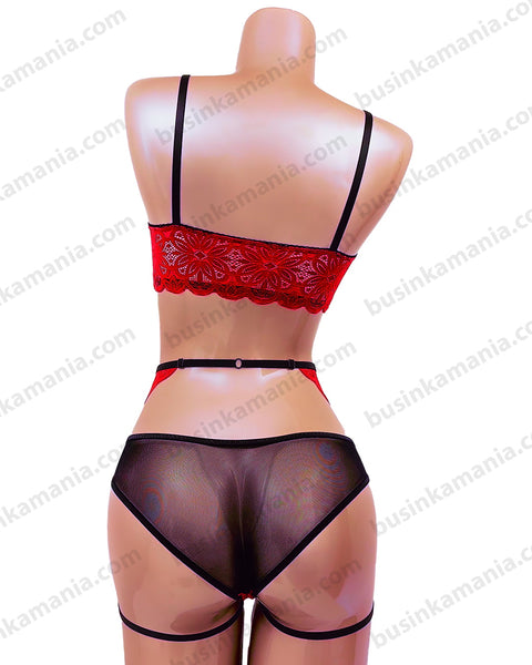 Set - Bikini Classic + Bra Crop Top + Lace Garter Belt - Sewing Pattern